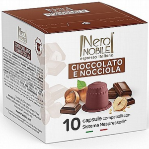 10 קפסולות תואם נספרסו שוקולד אגוזים neronobile cioccolato nicciolino